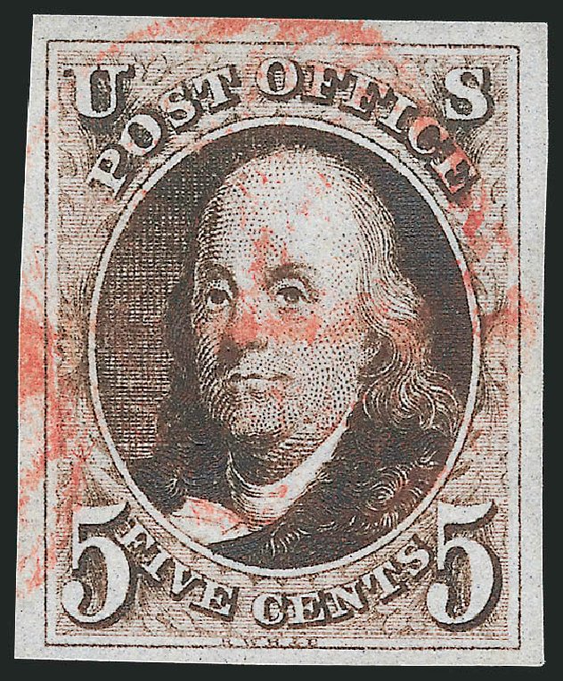 US Stamps Values Scott Catalogue 1: 5c 1847 Franklin. Robert Siegel Auction Galleries, Jun 2012, Sale 1024, Lot 4