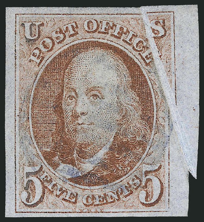 Cost of US Stamp Scott 1: 5c 1847 Franklin. Robert Siegel Auction Galleries, Dec 2012, Sale 1037, Lot 1354