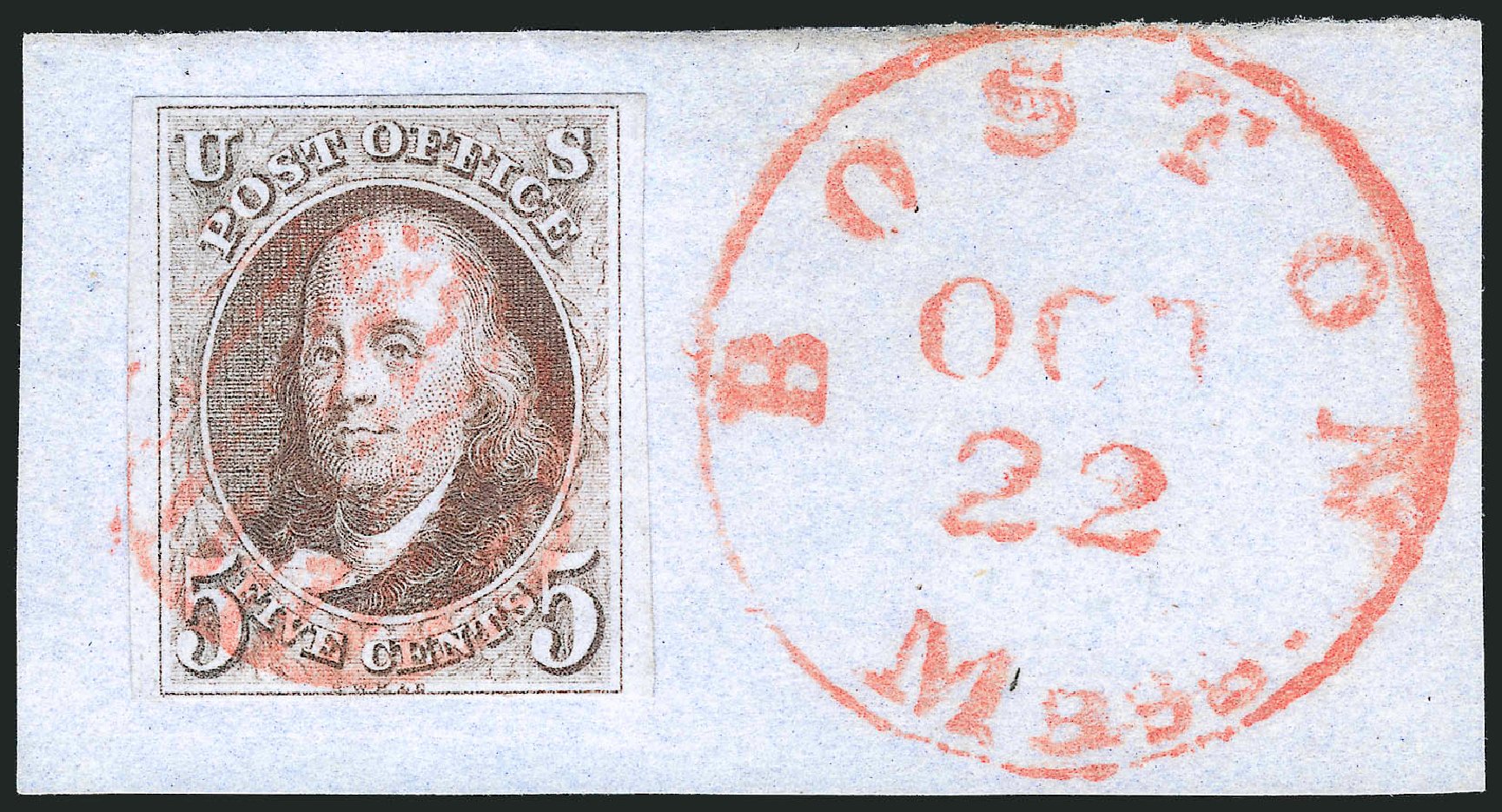 US Stamps Price Scott Catalogue # 1 - 5c 1847 Franklin. Robert Siegel Auction Galleries, Jul 2013, Sale 1050, Lot 44