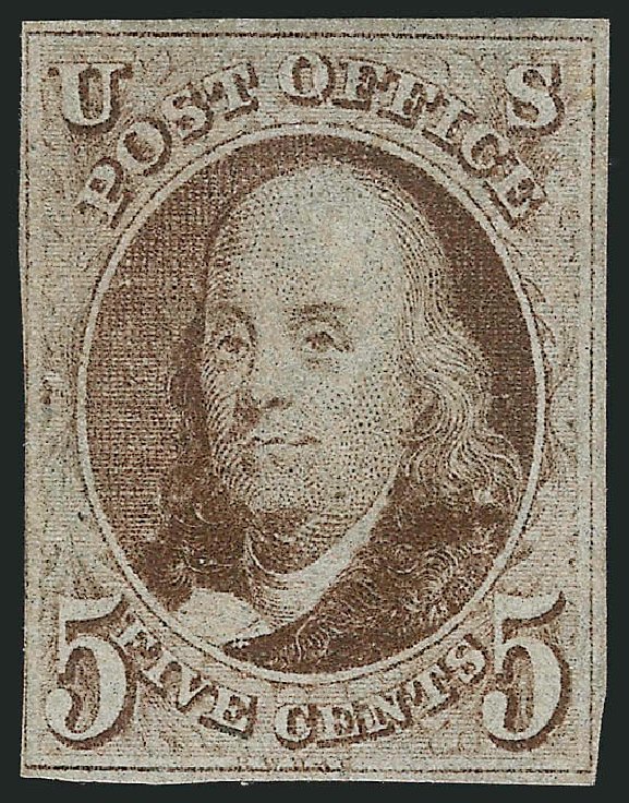 Costs of US Stamp Scott Cat. # 1 - 1847 5c Franklin. Robert Siegel Auction Galleries, Mar 2014, Sale 1067, Lot 844