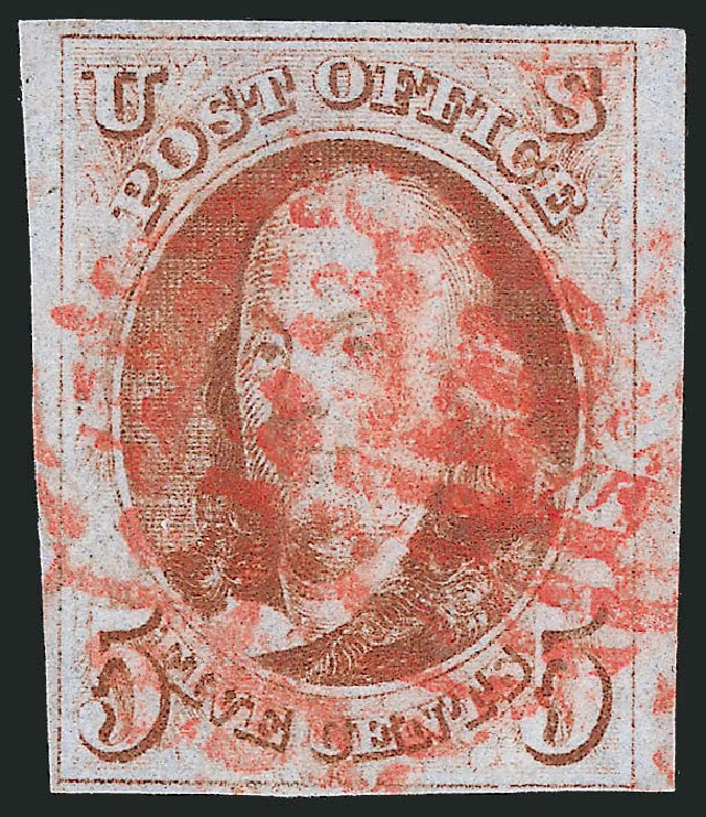 US Stamps Value Scott # 1: 1847 5c Franklin. Robert Siegel Auction Galleries, Jul 2014, Sale 1077, Lot 34