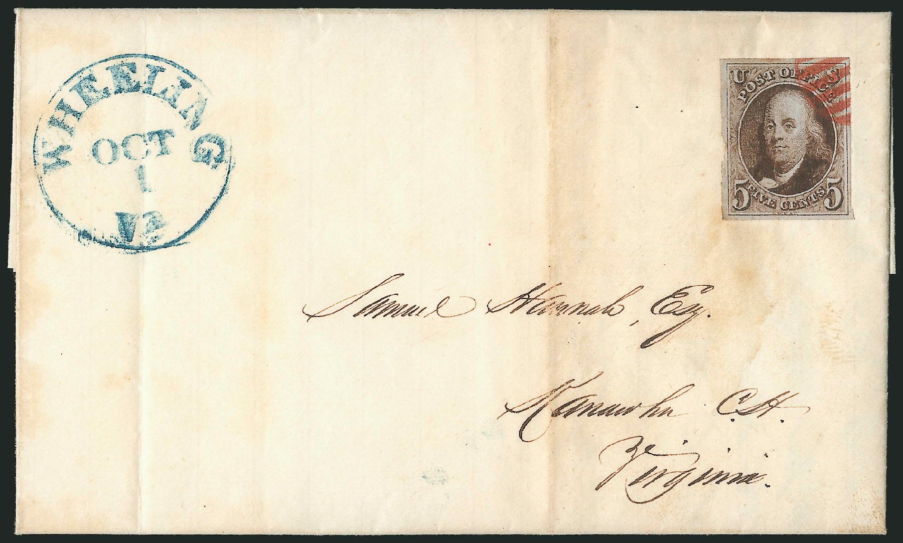 Cost of US Stamps Scott Cat. #1 - 1847 5c Franklin. Robert Siegel Auction Galleries, Jun 2015, Sale 1106, Lot 3014