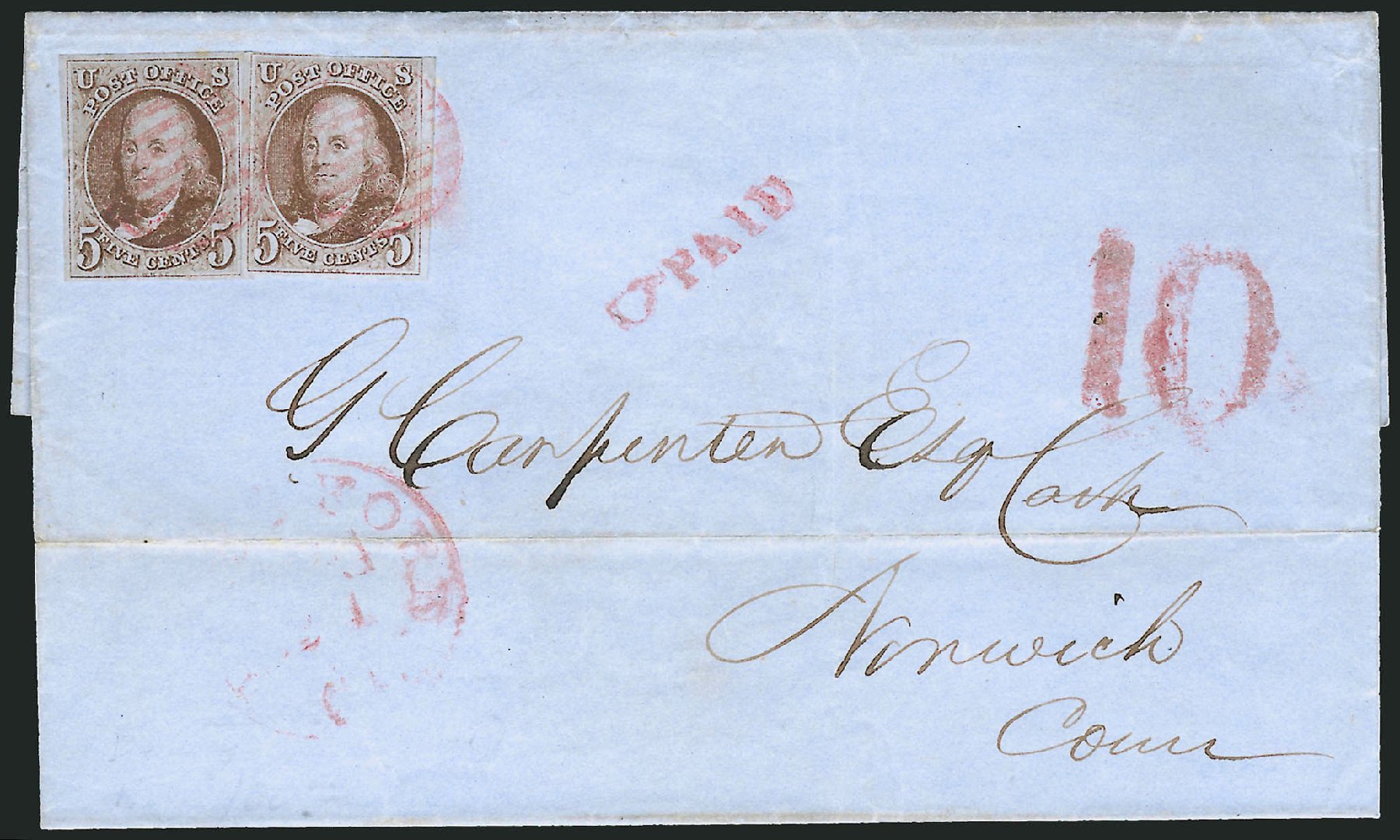 Value of US Stamps Scott Cat. 1: 1847 5c Franklin. Robert Siegel Auction Galleries, Oct 2008, Sale 963, Lot 74