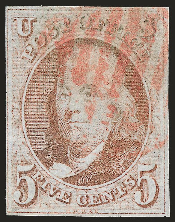 US Stamp Price Scott Catalog # 1: 5c 1847 Franklin. Robert Siegel Auction Galleries, Jun 2009, Sale 975, Lot 1074