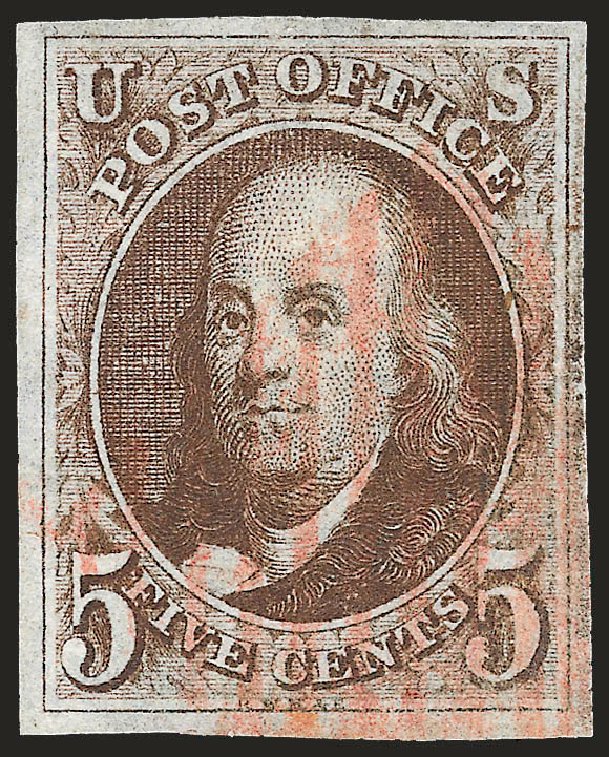Cost of US Stamp Scott Catalogue #1 - 5c 1847 Franklin. Robert Siegel Auction Galleries, Apr 2010, Sale 984, Lot 14