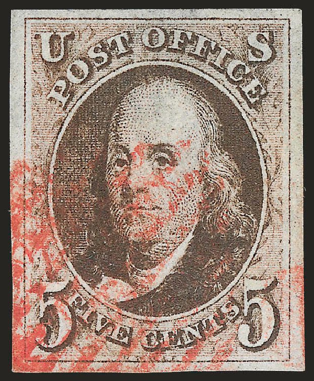 Price of US Stamp Scott Cat. # 1: 5c 1847 Franklin. Robert Siegel Auction Galleries, Apr 2010, Sale 984, Lot 24