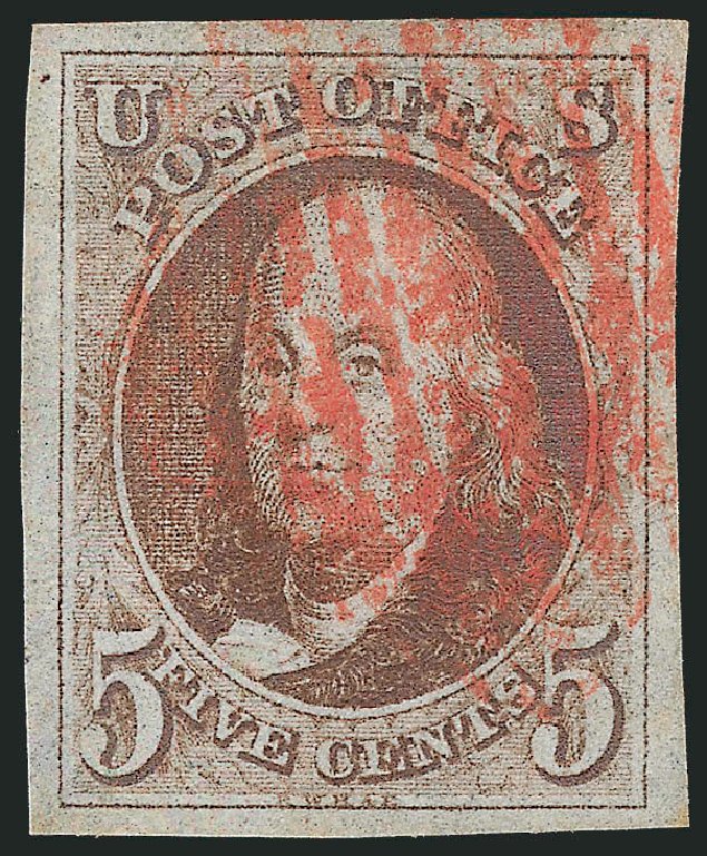 Price of US Stamps Scott #1 - 5c 1847 Franklin. Robert Siegel Auction Galleries, Jun 2010, Sale 992, Lot 2004