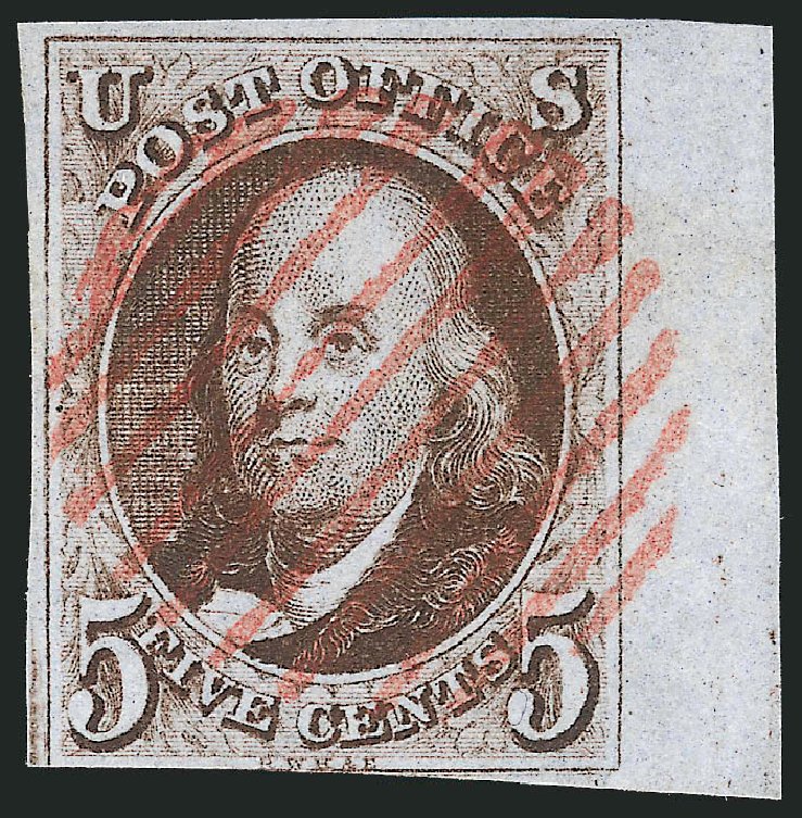 US Stamp Prices Scott Catalogue # 1: 5c 1847 Franklin. Robert Siegel Auction Galleries, Sep 2010, Sale 993, Lot 124