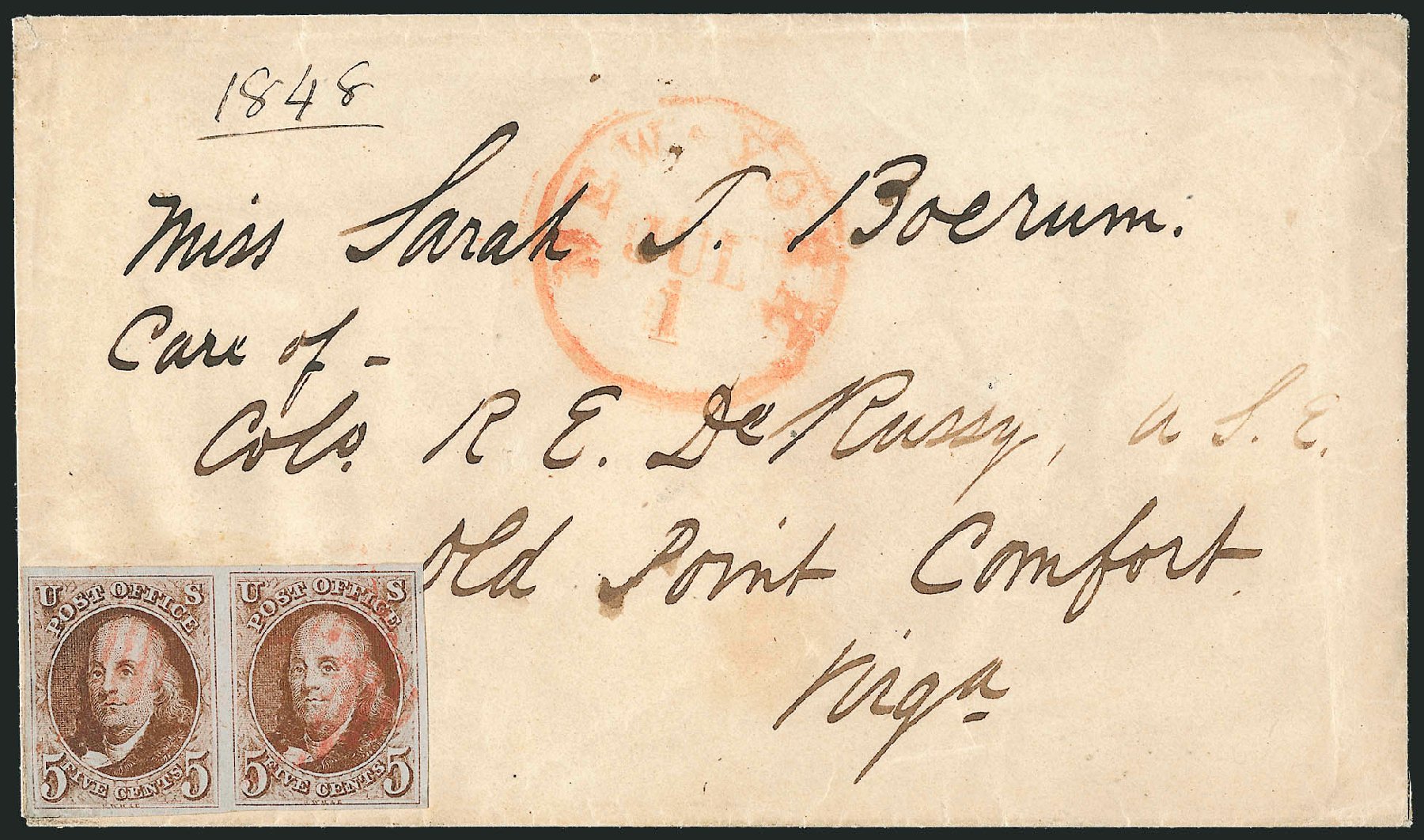 Value of US Stamps Scott Cat. 1 - 5c 1847 Franklin. Robert Siegel Auction Galleries, Sep 2010, Sale 993, Lot 214