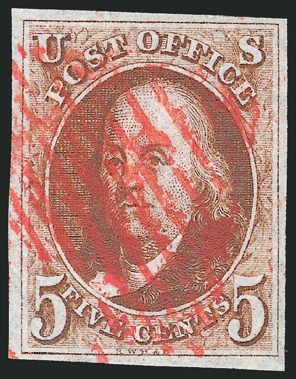 US Stamps Price Scott Catalog # 1 - 1847 5c Franklin. Robert Siegel Auction Galleries, Sep 2010, Sale 993, Lot 94