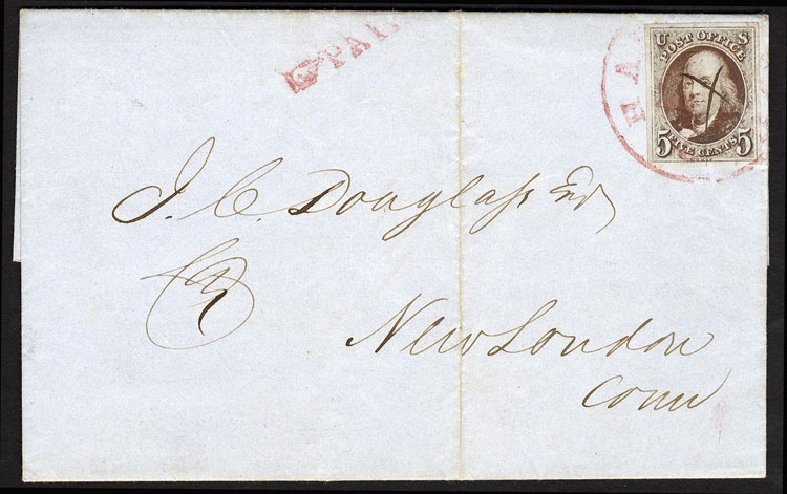 Costs of US Stamps Scott 1 - 1847 5c Franklin. Cherrystone Auctions, May 2008, Sale 200805, Lot 15