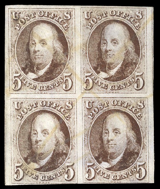 US Stamps Prices Scott Catalogue 1 - 5c 1847 Franklin. Cherrystone Auctions, Jul 2009, Sale 200907, Lot 105