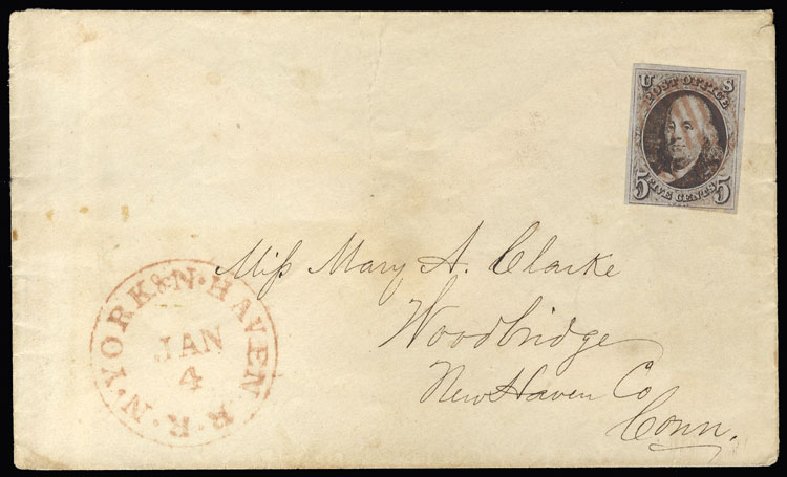 US Stamp Price Scott Catalogue 1: 5c 1847 Franklin. Cherrystone Auctions, Jan 2015, Sale 201501, Lot 25