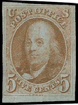 US Stamp Prices Scott Cat. # 1 - 1847 5c Franklin. H.R. Harmer, Jun 2015, Sale 3007, Lot 3085