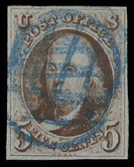 US Stamp Prices Scott #1 - 5c 1847 Franklin. Daniel Kelleher Auctions, Jun 2012, Sale 630, Lot 1195