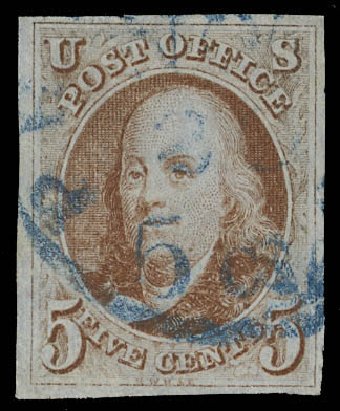 Prices of US Stamp Scott Catalogue #1: 5c 1847 Franklin. Daniel Kelleher Auctions, Feb 2013, Sale 634, Lot 625
