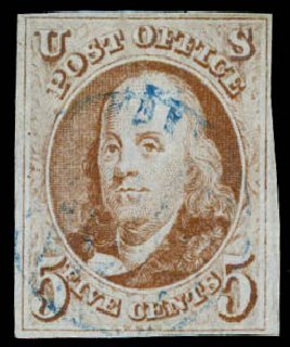 Prices of US Stamp Scott # 1 - 5c 1847 Franklin. Daniel Kelleher Auctions, Aug 2015, Sale 672, Lot 2085