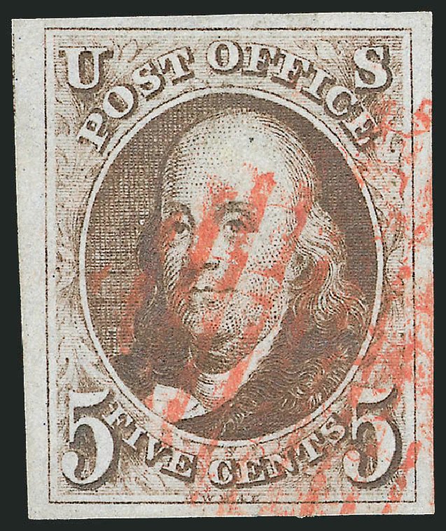 US Stamps Prices Scott Cat. 1 - 5c 1847 Franklin. Robert Siegel Auction Galleries, Mar 2012, Sale 1019, Lot 315