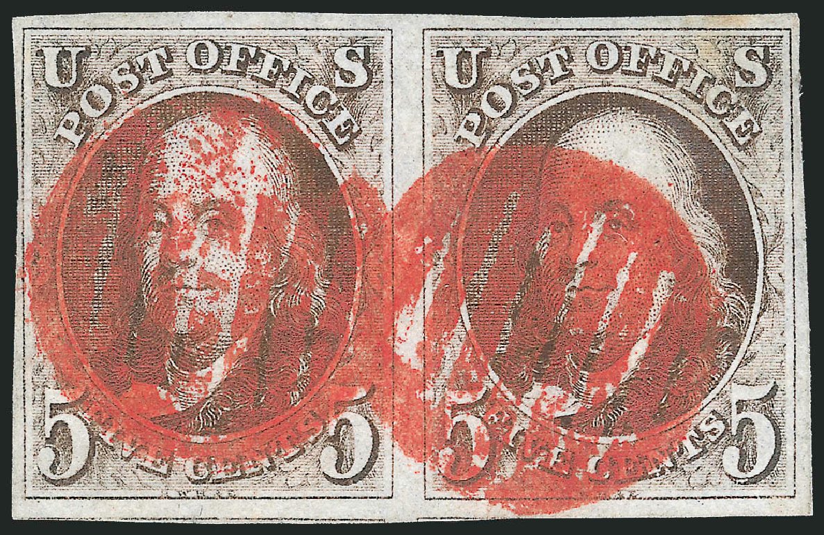 Cost of US Stamps Scott Catalogue 1 - 5c 1847 Franklin. Robert Siegel Auction Galleries, Apr 2012, Sale 1023, Lot 2045