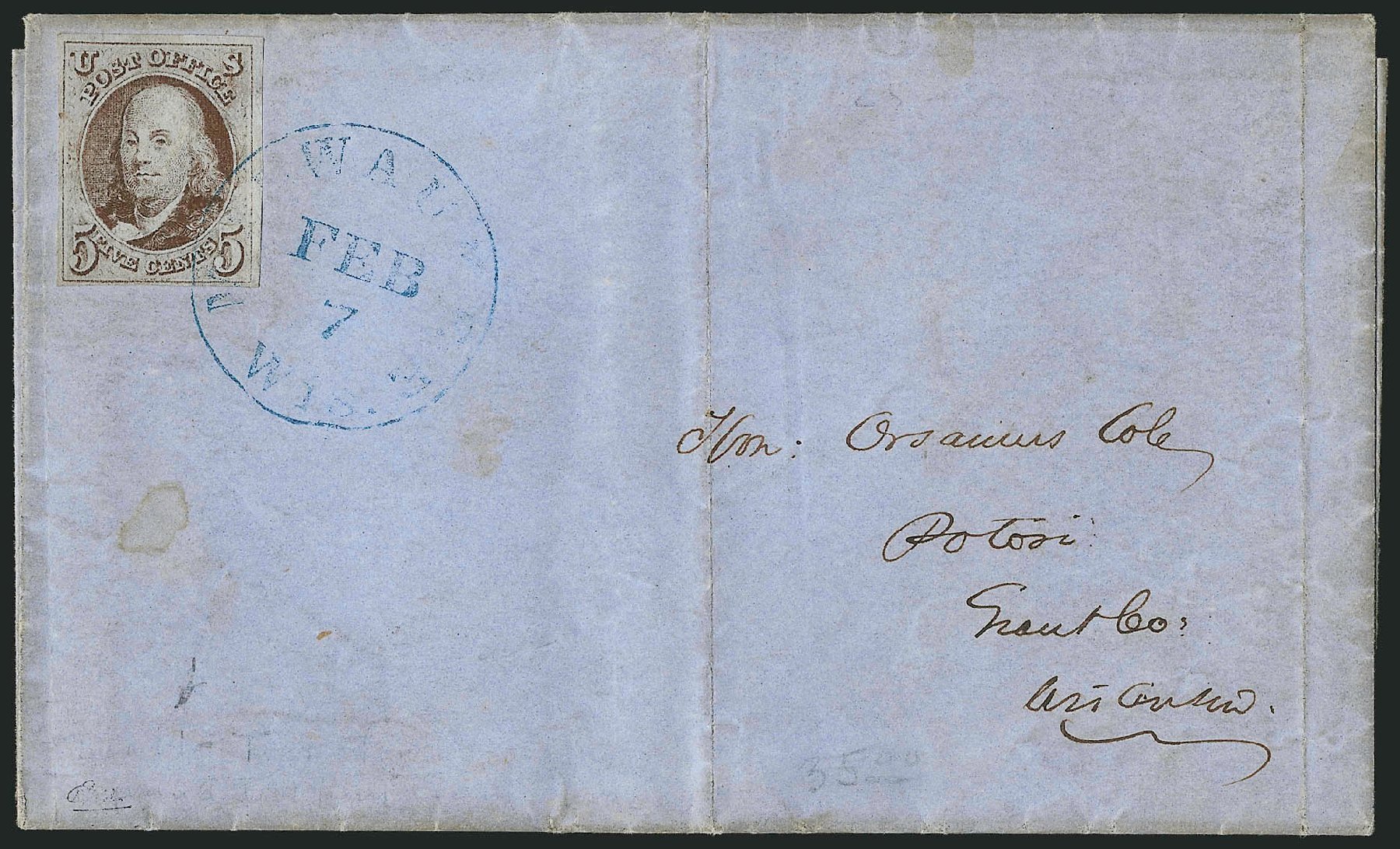 US Stamps Prices Scott Cat. 1 - 1847 5c Franklin. Robert Siegel Auction Galleries, Apr 2012, Sale 1023, Lot 2445