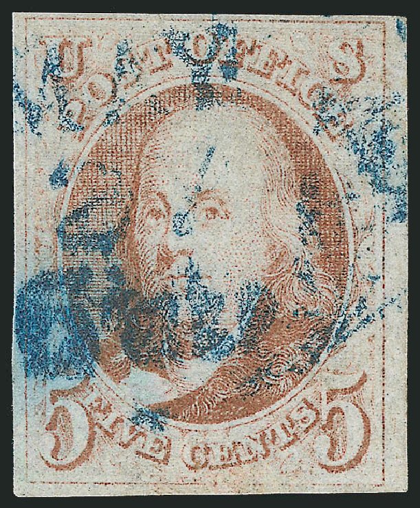 US Stamps Values Scott Cat. 1: 5c 1847 Franklin. Robert Siegel Auction Galleries, Jun 2012, Sale 1024, Lot 15