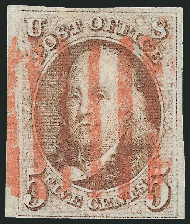 US Stamp Prices Scott Catalogue # 1 - 5c 1847 Franklin. Robert Siegel Auction Galleries, Jun 2012, Sale 1024, Lot 5