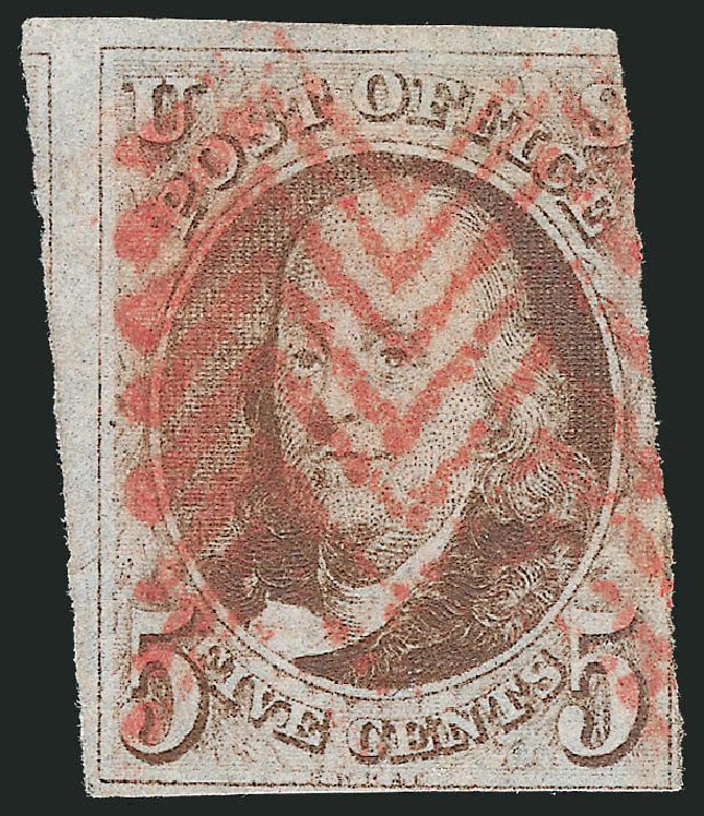 Costs of US Stamp Scott Cat. 1: 5c 1847 Franklin. Robert Siegel Auction Galleries, Jun 2012, Sale 1026, Lot 1115