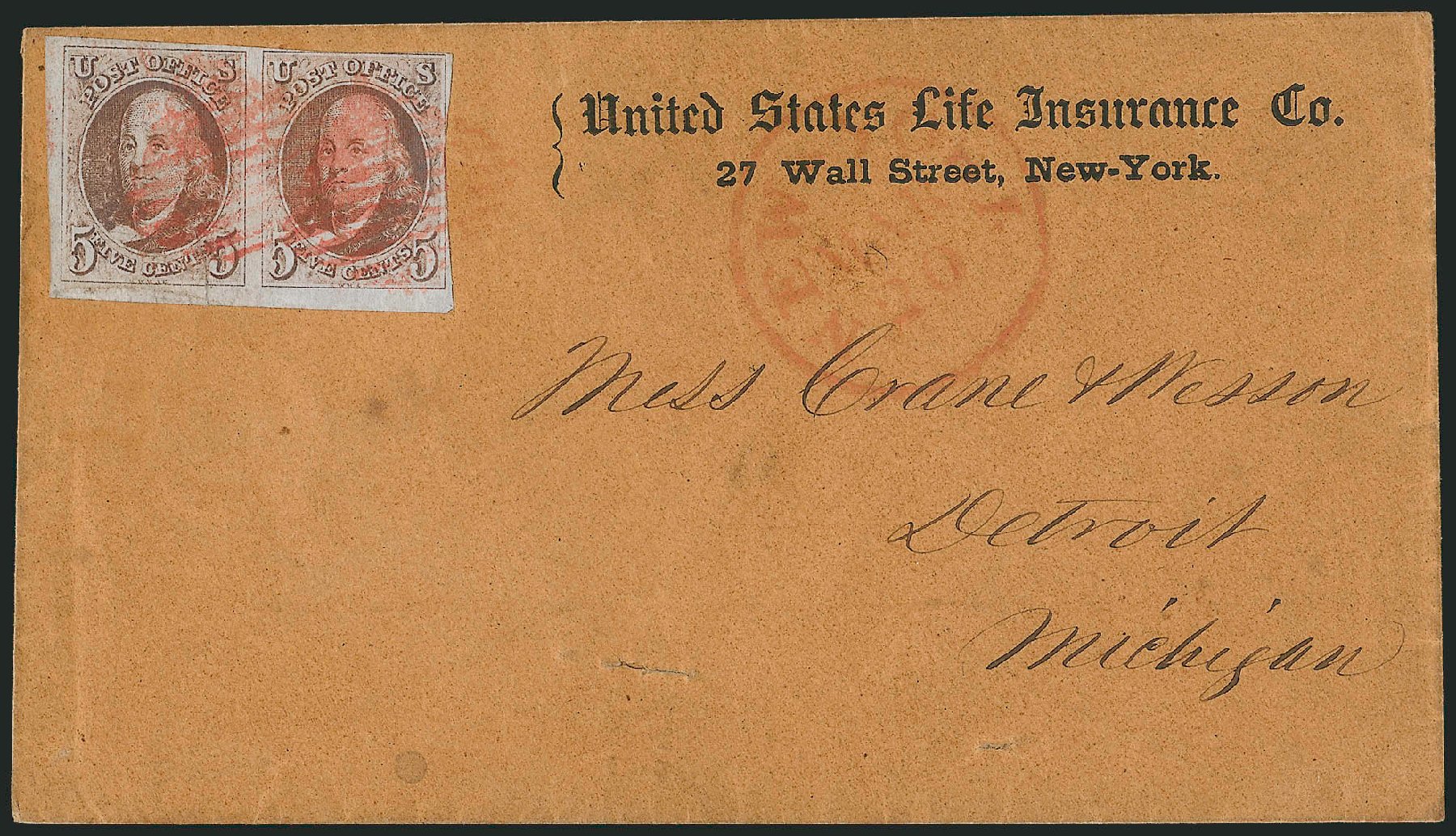 Cost of US Stamp Scott Catalogue #1 - 5c 1847 Franklin. Robert Siegel Auction Galleries, Nov 2012, Sale 1034, Lot 5