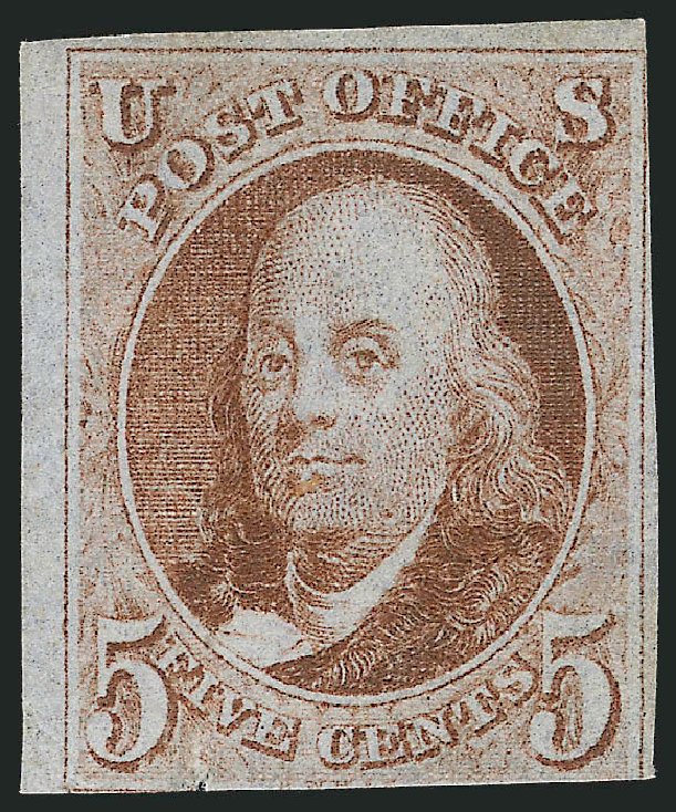 US Stamps Values Scott Catalogue #1 - 5c 1847 Franklin. Robert Siegel Auction Galleries, Mar 2014, Sale 1067, Lot 845
