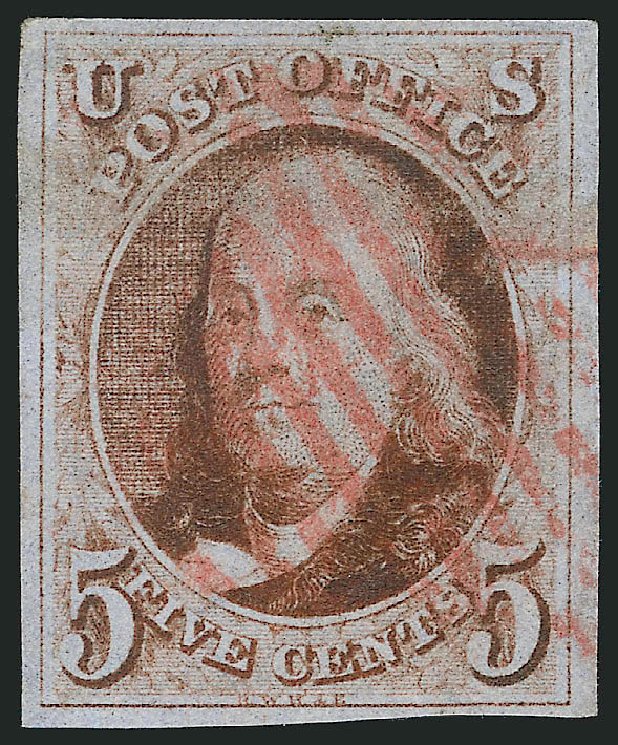 Value of US Stamps Scott # 1 - 5c 1847 Franklin. Robert Siegel Auction Galleries, Mar 2014, Sale 1067, Lot 855