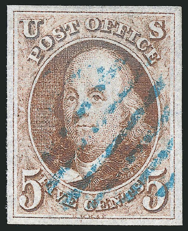 Costs of US Stamps Scott Cat. 1 - 5c 1847 Franklin. Robert Siegel Auction Galleries, Sep 2014, Sale 1078, Lot 25