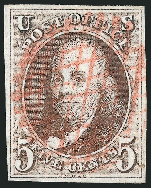 Price of US Stamp Scott 1 - 5c 1847 Franklin. Robert Siegel Auction Galleries, Jul 2015, Sale 1107, Lot 15