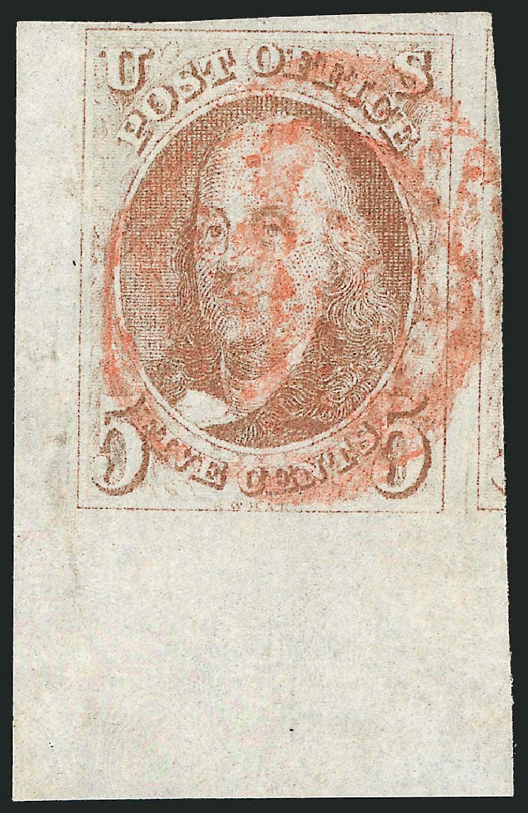 Prices of US Stamp Scott Catalogue #1 - 1847 5c Franklin. Robert Siegel Auction Galleries, Oct 2008, Sale 963, Lot 15