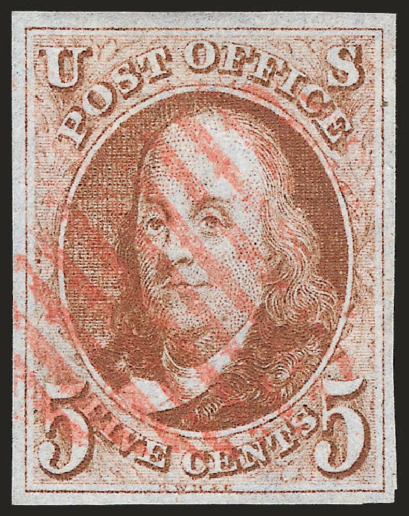 Costs of US Stamp Scott Catalog 1 - 1847 5c Franklin. Robert Siegel Auction Galleries, Sep 2009, Sale 976, Lot 1065
