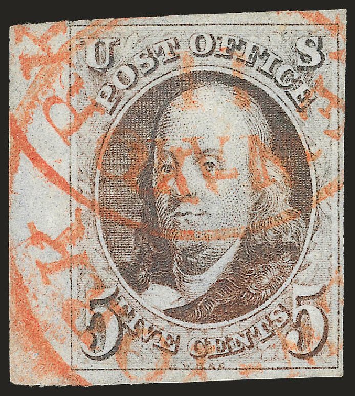 Value of US Stamps Scott Cat. # 1 - 1847 5c Franklin. Robert Siegel Auction Galleries, Jun 2010, Sale 992, Lot 2005