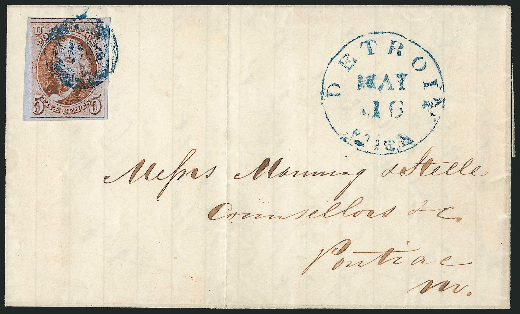 Value of US Stamp Scott Catalog # 1: 5c 1847 Franklin. Robert Siegel Auction Galleries, Sep 2010, Sale 993, Lot 105