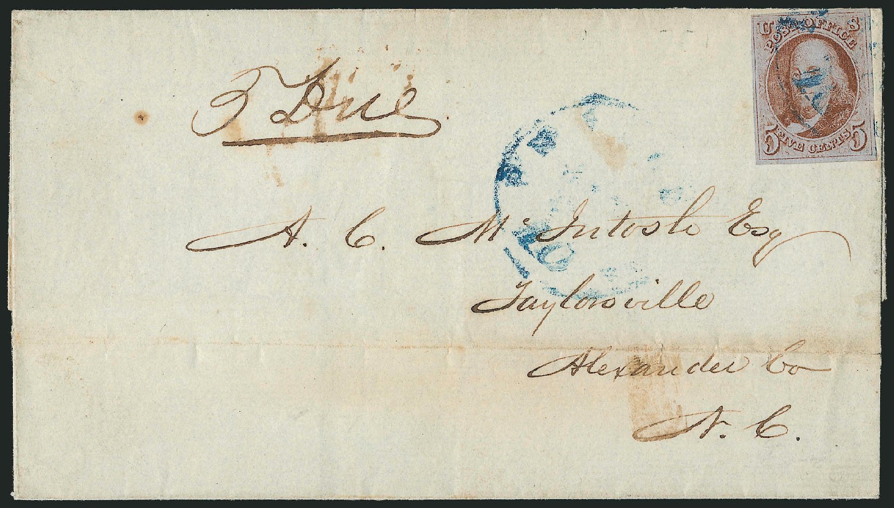 US Stamps Price Scott Cat. 1: 1847 5c Franklin. Robert Siegel Auction Galleries, Sep 2010, Sale 993, Lot 115