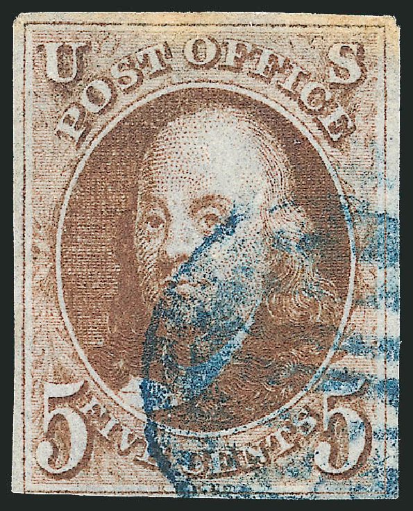 Values of US Stamp Scott 1: 1847 5c Franklin. Robert Siegel Auction Galleries, Sep 2010, Sale 993, Lot 155