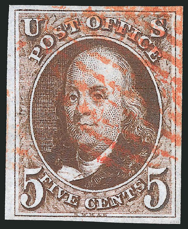 US Stamp Price Scott Catalogue #1: 5c 1847 Franklin. Robert Siegel Auction Galleries, Sep 2010, Sale 993, Lot 25