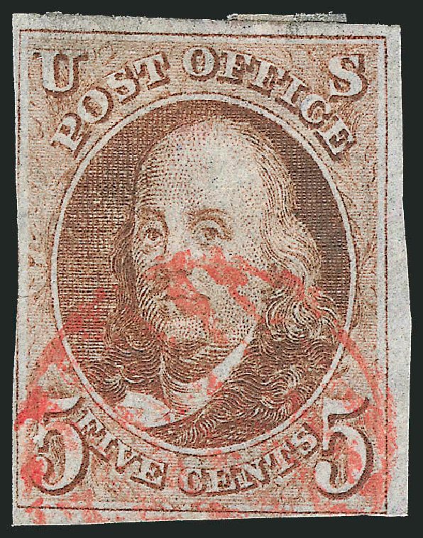 Value of US Stamps Scott 1 - 5c 1847 Franklin. Robert Siegel Auction Galleries, Sep 2010, Sale 993, Lot 85