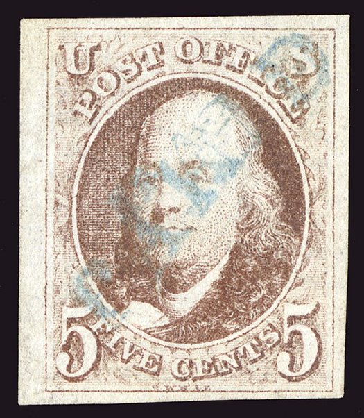 Values of US Stamp Scott Catalogue #1: 5c 1847 Franklin. Spink Shreves Galleries, Jan 2014, Sale 146, Lot 125