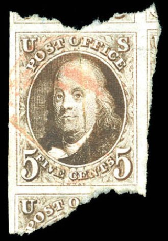 US Stamps Price Scott Catalogue #1: 1847 5c Franklin. Matthew Bennett International, Dec 2008, Sale 330, Lot 1322