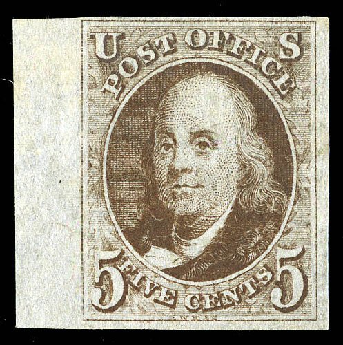 US Stamps Prices Scott Catalog # 1 - 5c 1847 Franklin. Matthew Bennett International, Sep 2012, Sale 345, Lot 2