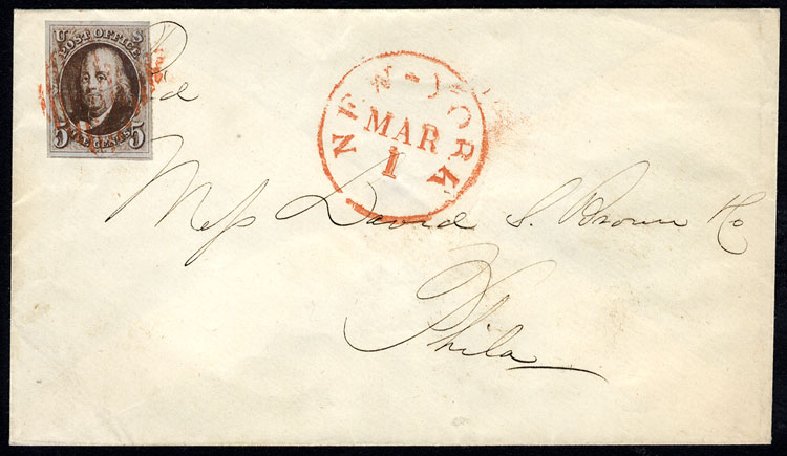 US Stamp Value Scott Cat. # 1 - 1847 5c Franklin. Cherrystone Auctions, Jun 2009, Sale 200906, Lot 2
