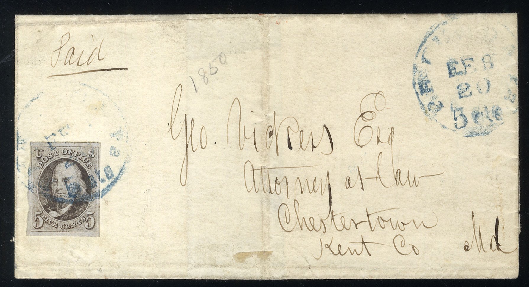US Stamp Value Scott # 1: 5c 1847 Franklin. Cherrystone Auctions, Jan 2010, Sale 201001, Lot 12