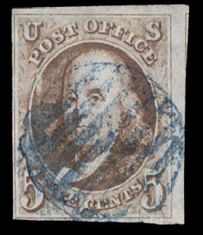 Price of US Stamps Scott 1: 5c 1847 Franklin. Cherrystone Auctions, Mar 2010, Sale 201003, Lot 12