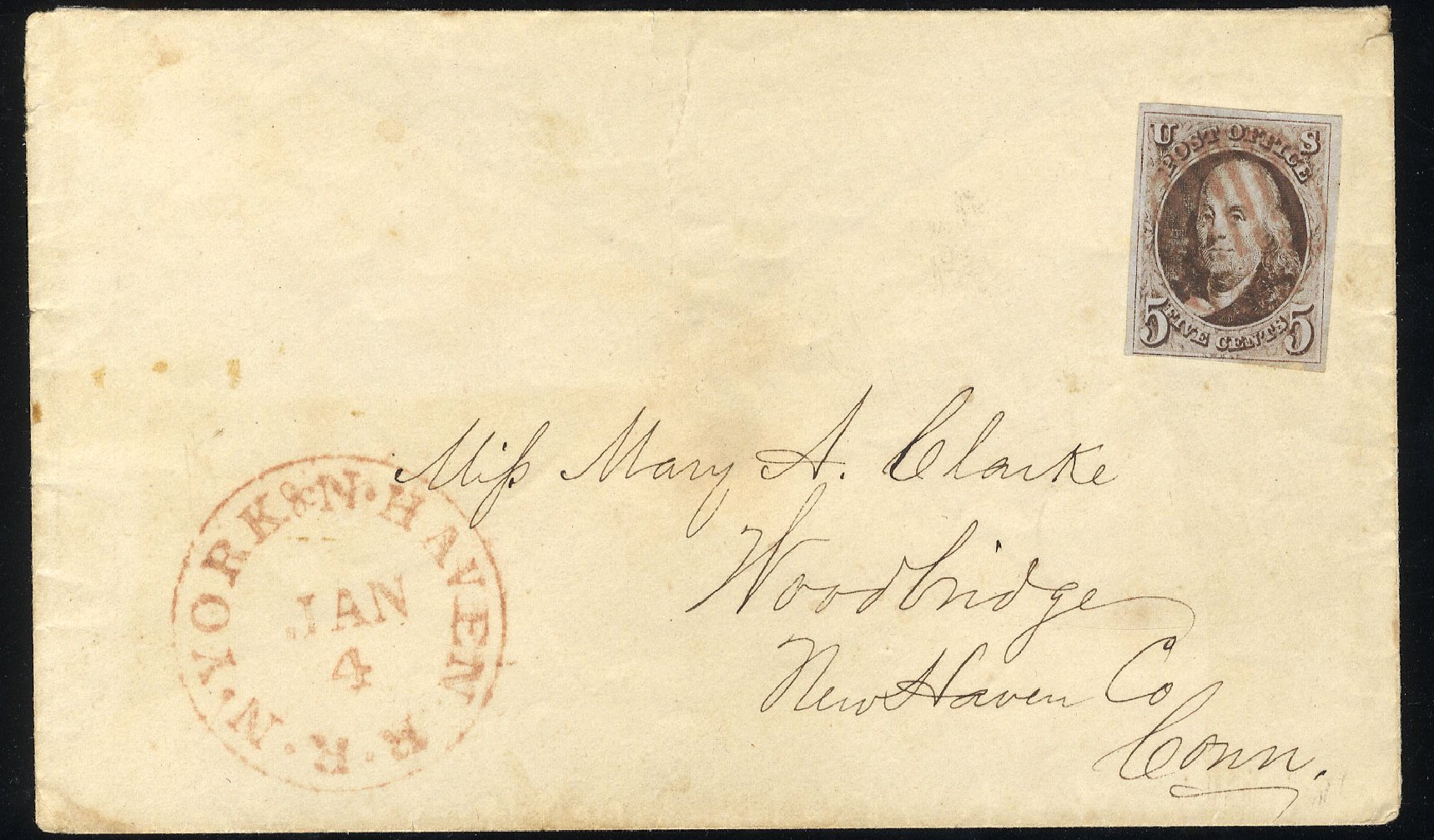 Cost of US Stamp Scott Catalogue #1: 1847 5c Franklin. Cherrystone Auctions, Nov 2010, Sale 201011, Lot 12