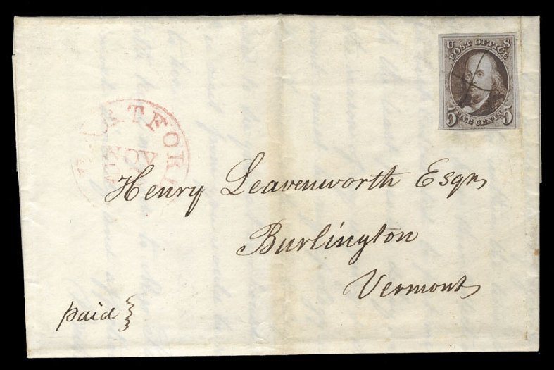 US Stamps Prices Scott Catalog #1 - 1847 5c Franklin. Cherrystone Auctions, Jul 2013, Sale 201307, Lot 2