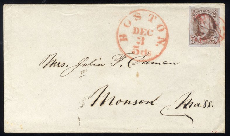 Price of US Stamps Scott Catalog 1: 1847 5c Franklin. Cherrystone Auctions, Jul 2015, Sale 201507, Lot 2