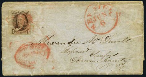 US Stamp Values Scott # 1 - 1847 5c Franklin. Harmer-Schau Auction Galleries, Oct 2011, Sale 91, Lot 162